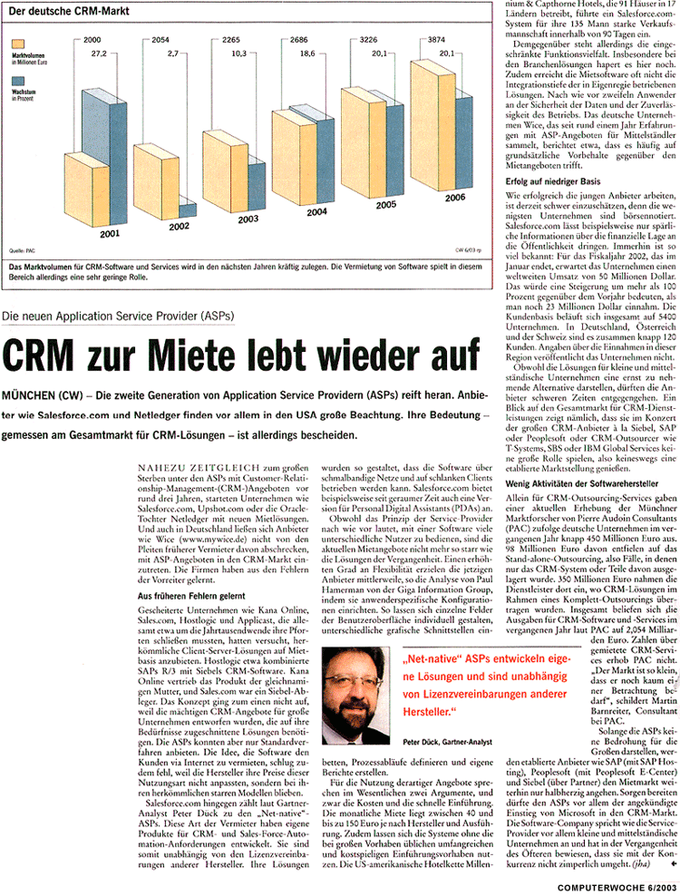 Artikel in der Computerwoche 6/2003
